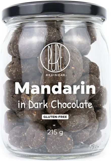 BrainMax Pure® Mandarin in Dark Chocolate, Lyofilizované mandarinky v hořké čokoládě, 215 g