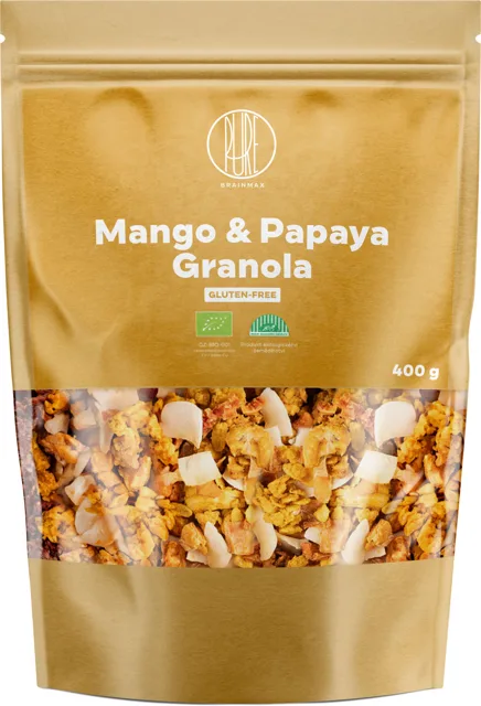 BrainMax Pure® Mango & Papaya Granola BIO, 400 g