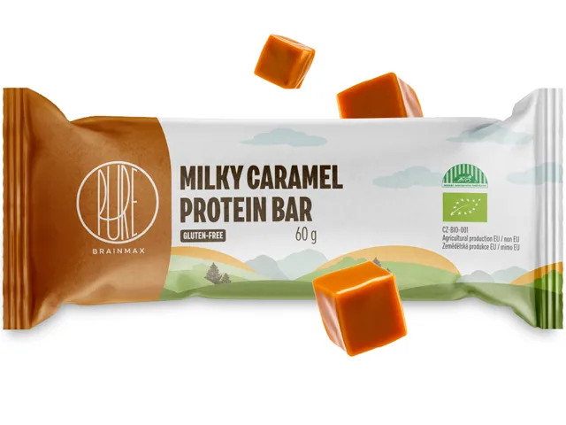 BrainMax Pure® Milky Caramel Protein Bar, Proteinová tyčinka, Mléčný karamel, BIO, 60 g