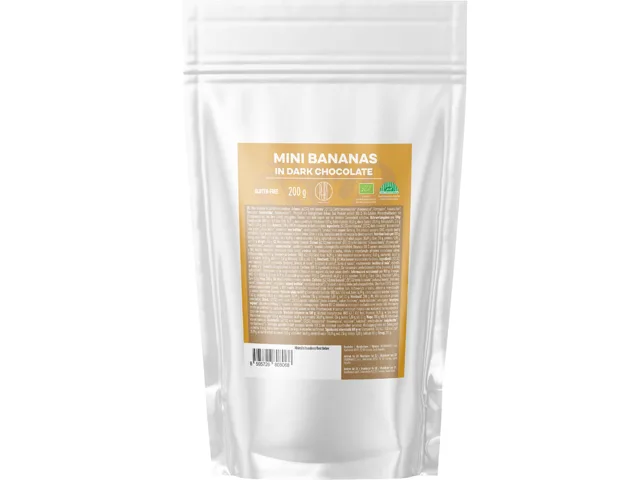 BrainMax Pure® Mini banánky v hořké čokoládě, BIO, 200 g