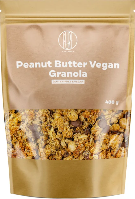 BrainMax Pure® Peanut Butter Vegan Granola, granola s arašídovým máslem, 400 g