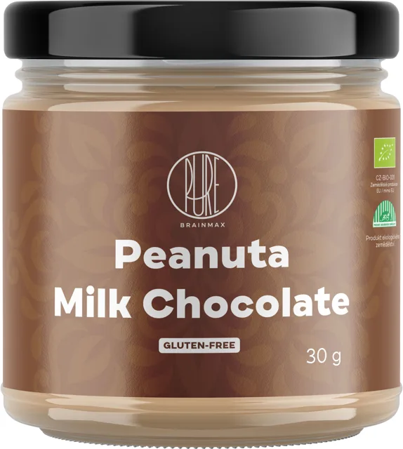 BrainMax Pure® Peanuta Milk Chocolate, Arašídový krém s mléčnou čokoládou, BIO, 30 g