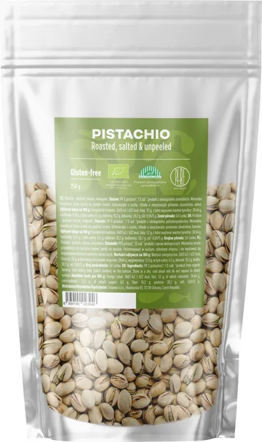 BrainMax Pure® Pistácie, pražené & solené, neloupané, 250g