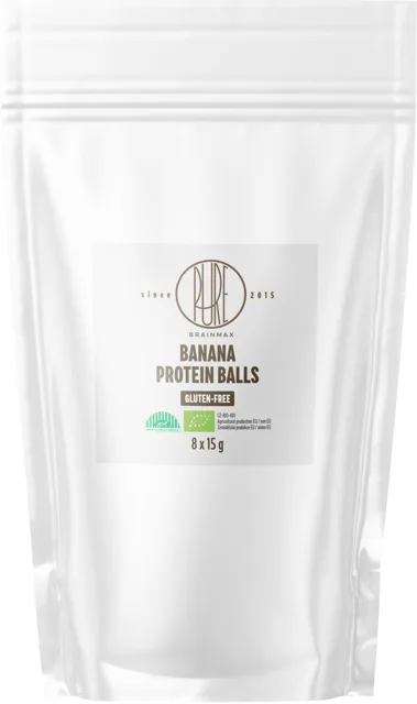 BrainMax Pure® Protein Balls Banana, Proteinové kuličky, Banán, BIO, 8 ks