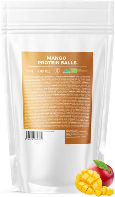 BrainMax Pure® Protein Balls Mango, Proteinové kuličky, Mango, BIO, 8 ks