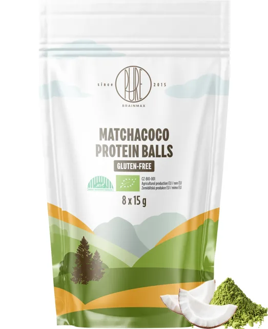 BrainMax Pure® Protein Balls MatchaCoco, Proteinové kuličky, MatchaCoco, BIO, 8 ks
