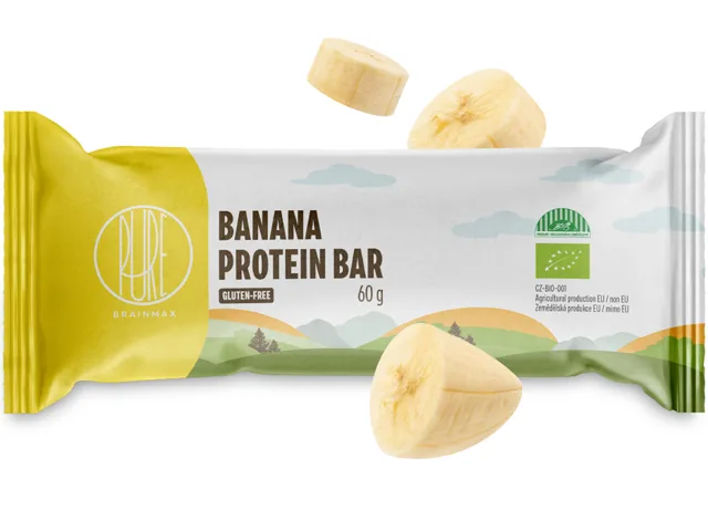 BrainMax Pure® Protein Bar, Proteinová tyčinka, Banán, BIO, 60 g