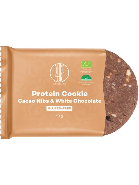BrainMax Pure® Protein Cookie, Kakaové boby & Bílá čokoláda, BIO, 60 g