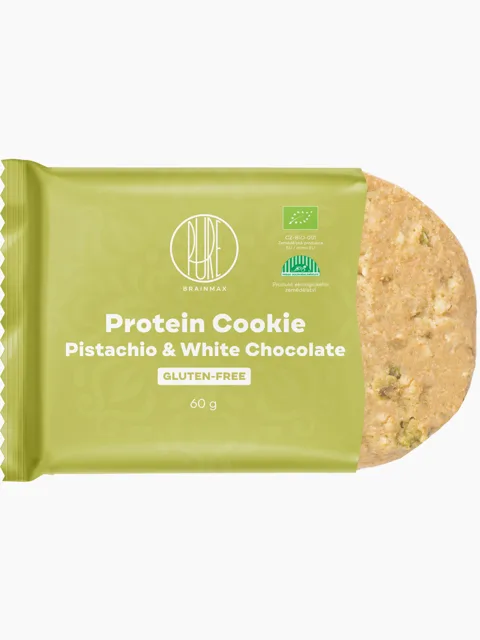BrainMax Pure® Protein Cookie - Pistácie & Bílá čokoláda, BIO, 60 g