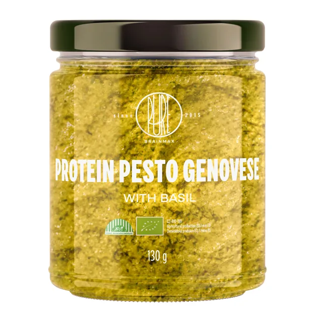 BrainMax Pure® Protein Pesto Genovese, bazalkové pesto, 130 g, BIO