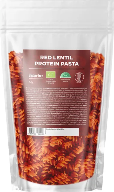 BrainMax Pure® Proteinové těstoviny z červené čočky, spirály, BIO, 250 g