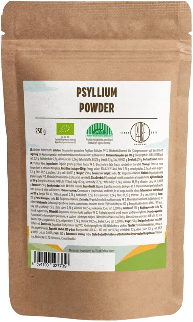 BrainMax Pure® Psyllium, rozpustná vláknina, 250 g, BIO