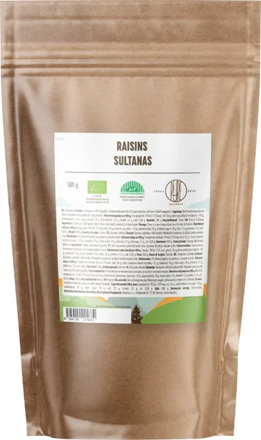 BrainMax Pure® Rozinky Sultánky sušené BIO, 500g