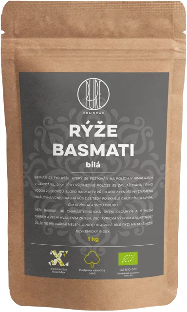 BrainMax Pure® Rýže, bílá, Basmati BIO, 1 kg