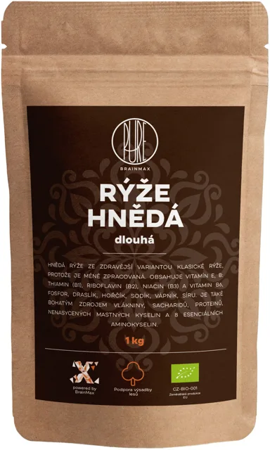 BrainMax Pure® Rýže, hnědá, dlouhá BIO, 1kg