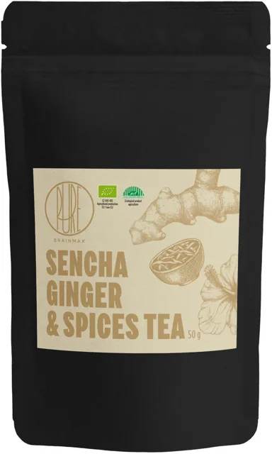 BrainMax Pure® Sencha Ginger & Spices, Sencha se zázvorem a kořením, BIO, 50 g Objem: 50 g