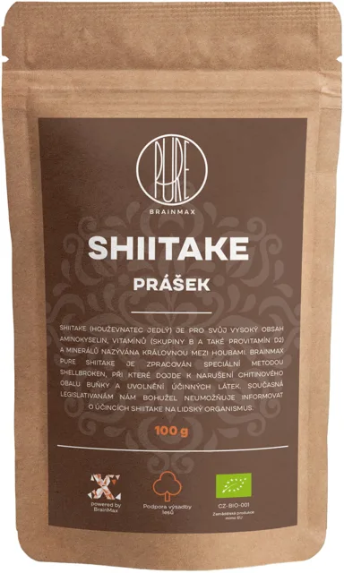 BrainMax Pure® Shiitake prášek, BIO, 100 g
