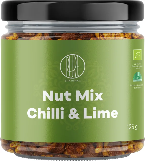 BrainMax Pure® Směs ořechů, Chilli & Limetka, BIO, 125 g