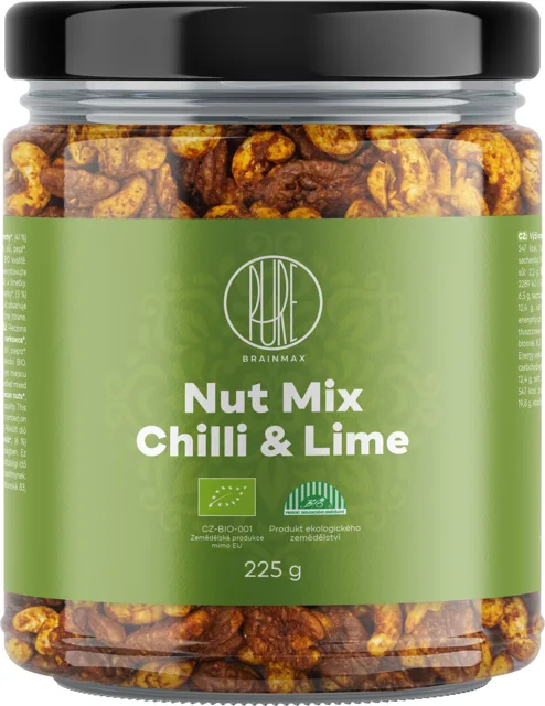 BrainMax Pure® Směs ořechů, Chilli & Limetka, BIO, 225 g