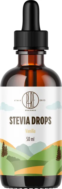 BrainMax Pure® Stevia drops, Stévie kapky, různé druhy, 50 ml Příchuť: Vanilka