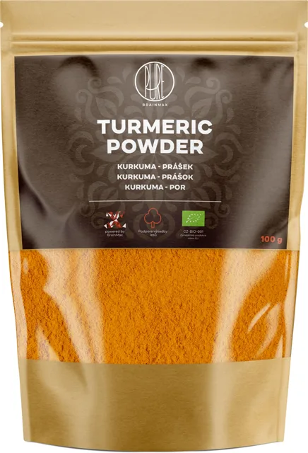 BrainMax Pure® Turmeric Powder, Kurkuma BIO prášek, 100 g// Exp.
