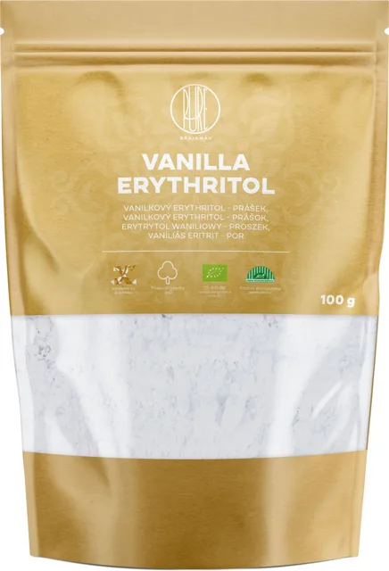 BrainMax Pure® Vanilla Erythritol, Erythritol Vanilka, moučka, BIO, 100 g