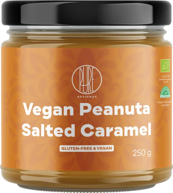 BrainMax Pure® Vegan Peanuta Salted Caramel, Arašídový krém se slaným karamelem BIO, 250 g