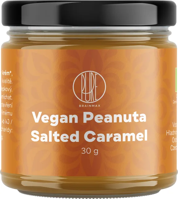 BrainMax Pure® Vegan Peanuta Salted Caramel, Arašídový krém se slaným karamelem BIO, 30 g