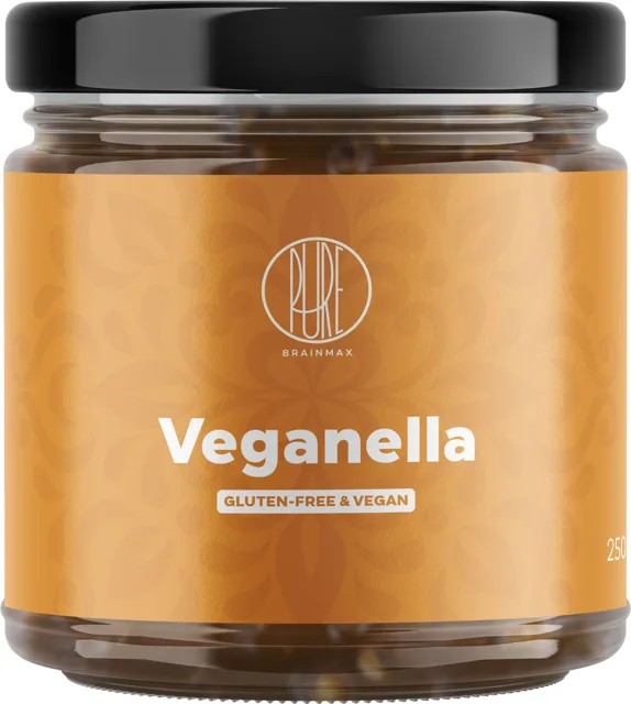 BrainMax Pure® Veganella, Lískooříškový krém s mléčnou čokoládou, 250 g
