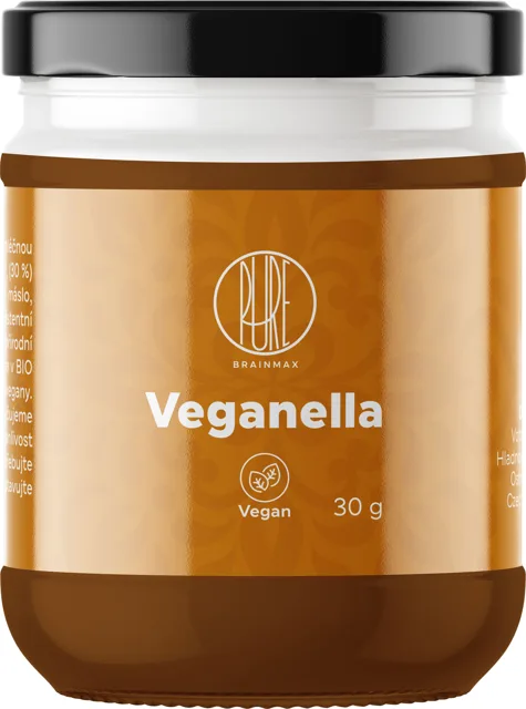 BrainMax Pure® Veganella, Lískooříškový krém s mléčnou čokoládou, 30 g
