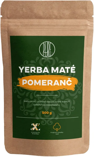 BrainMax Pure® Yerba Maté, Pomeranč, 500 g