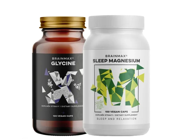 BrainMax Sleep magnesium + BrainMax Glycin 975 mg, 100 rostlinných kapslí