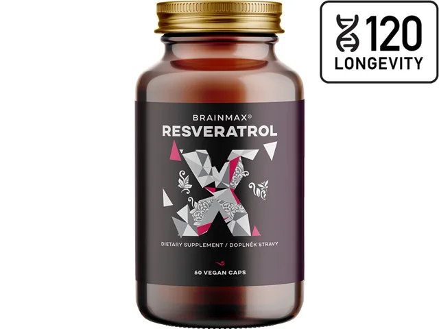 BrainMax Trans-Resveratrol, resveratrol, 500 mg, 60 rostlinných kapslí