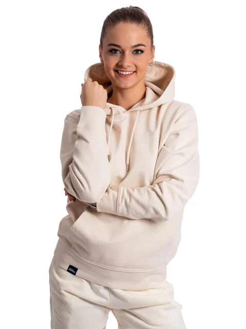 BrainMax unisex béžová mikina s kapucí, BIO bavlna Velikost: XL