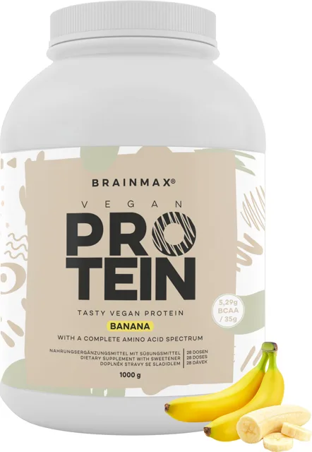 BrainMax Vegan protein, 1000 g Příchuť: Banán