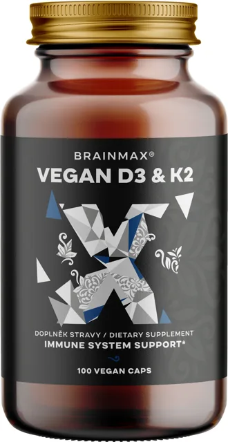 BrainMax Vegan Vitamin D3 & K2 4000 IU / K2 jako MK7 all-trans K2VITAL®DELTA 150 mcg, 100 rostlinných kapslí