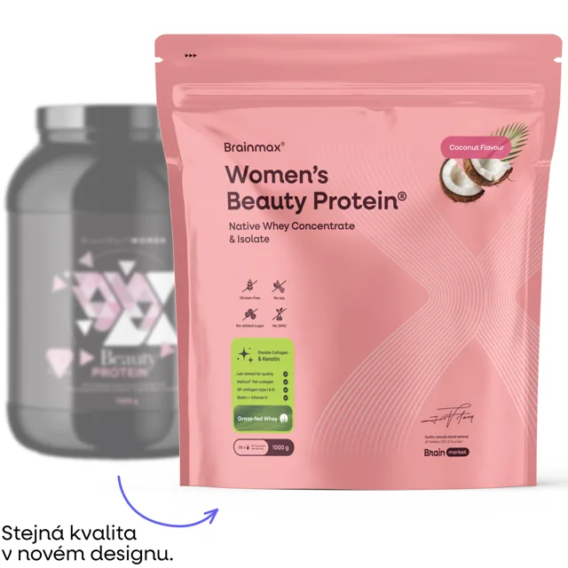 BrainMax Women Beauty Protein®, protein pro ženy s kolagenem, keratinem a vitamíny, 1000 g Příchuť: Kokos