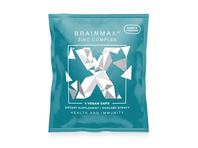 BrainMax Zinc Complex, Zinek, Selen, Měď a Kurkuma, 4 rostlinné kapsle, VZOREK