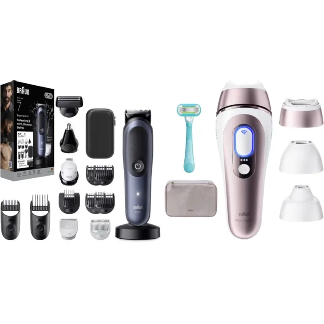 Braun Smart IPL Skin i·expert & All-in-One Series 7 sada pro péči o vlasy, vousy a tělo