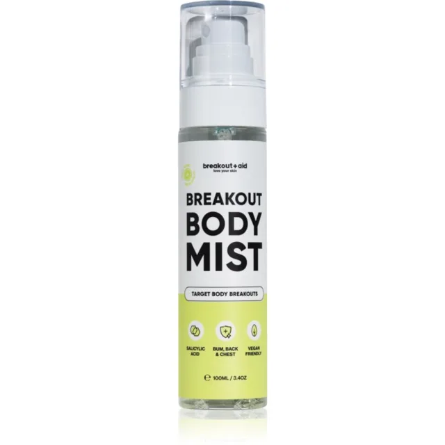 breakout + aid Body Mist tělový sprej s niacinamidem a kyselinou salicylovou proti akné 100 ml