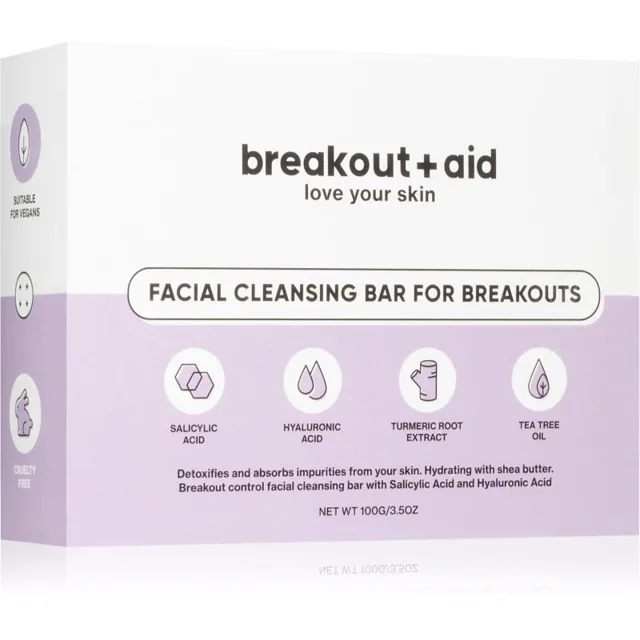 breakout + aid Facial Cleansing Bar mýdlo na problematickou pleť s kyselinou salicylovou