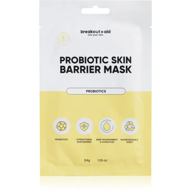 breakout + aid Probiotoc Skin Barrier Mask plátýnková maska pro posílení pleťové bariéry 34 g