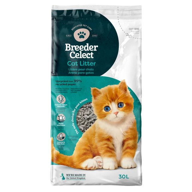 Breeder Celect papírové stelivo pro kočky  - 30 l