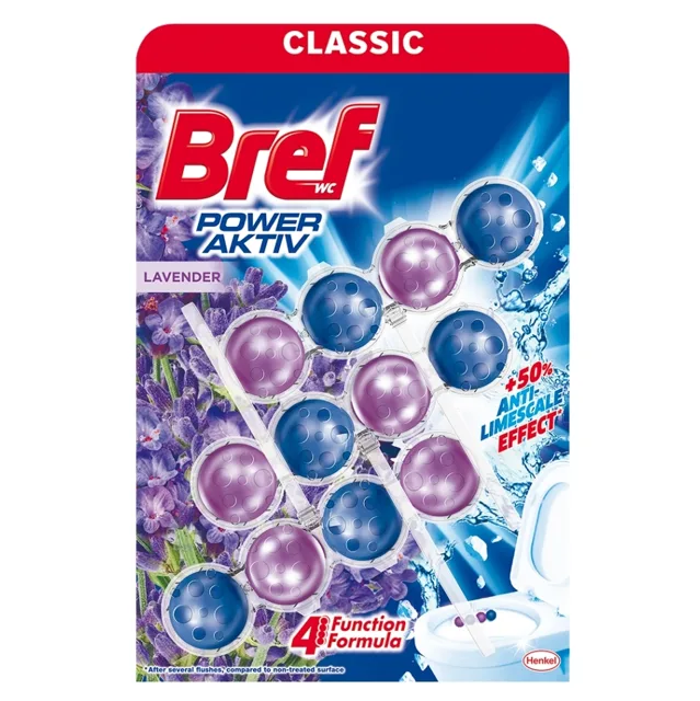 BREF Power Aktiv Tuhý WC blok Lavender 3 x 50 g