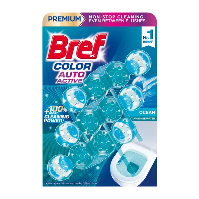Bref Tuhý WC blok Color Aktiv Ocean  3 x 50 g 150 g