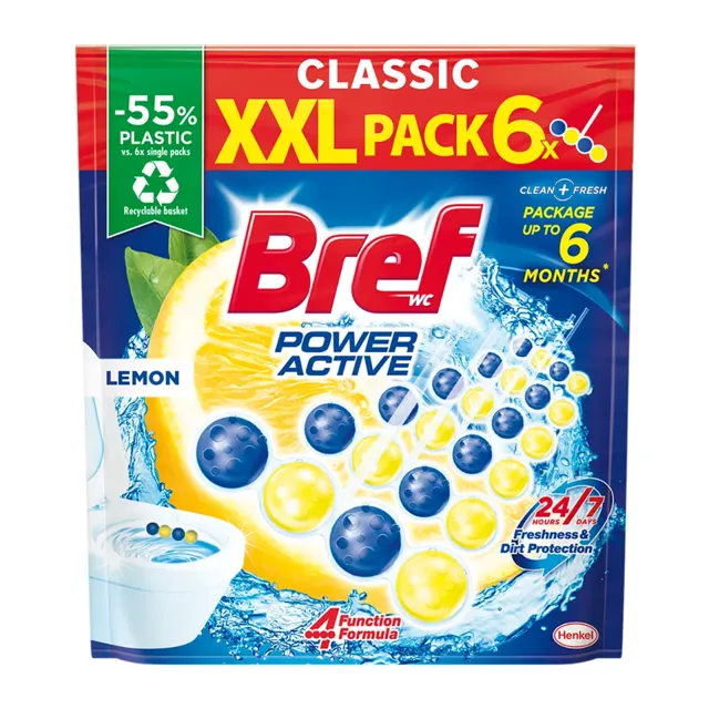 Bref Tuhý WC blok Power Aktiv Lemon  6 x 50 g 300 g