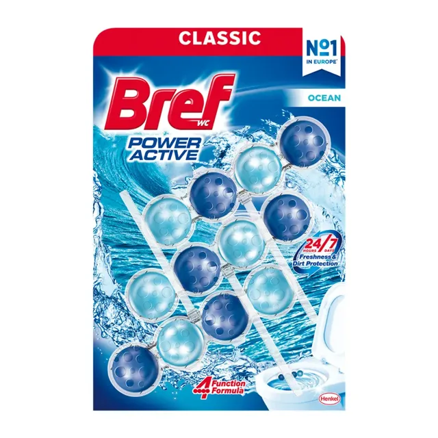 Bref Tuhý WC blok Power Aktiv Ocean  3 x 50 g 150 g