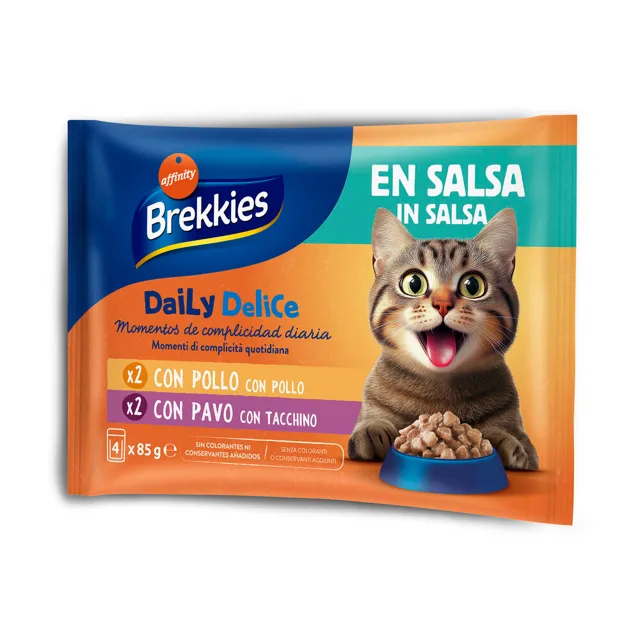Brekkies Daily Delice 4 x 85 g - kuřecí a krůtí