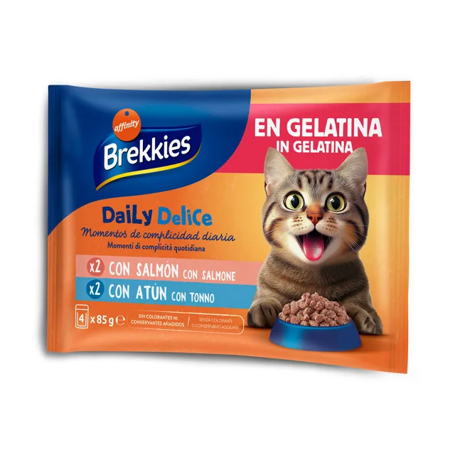 Brekkies Daily Delice 4 x 85 g - losos a tuňák