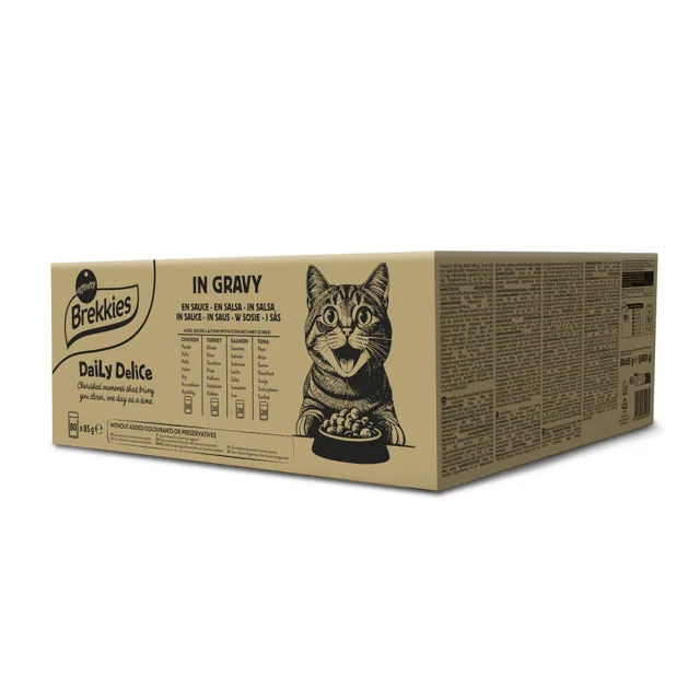 Brekkies Daily Delice Adult Cat 160 x 85 g výhodné balení - míchané balení v želé (4 druhy)